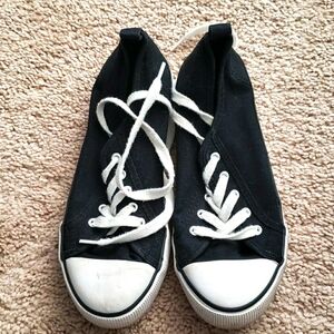 Dividend Black Canvas Lace Up Sneakers Casual Streetwear Shoes 6